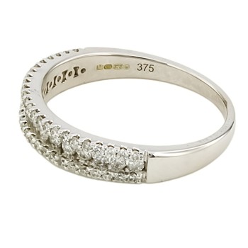 9ct white gold Diamond 0,50cts half eternity Ring size O